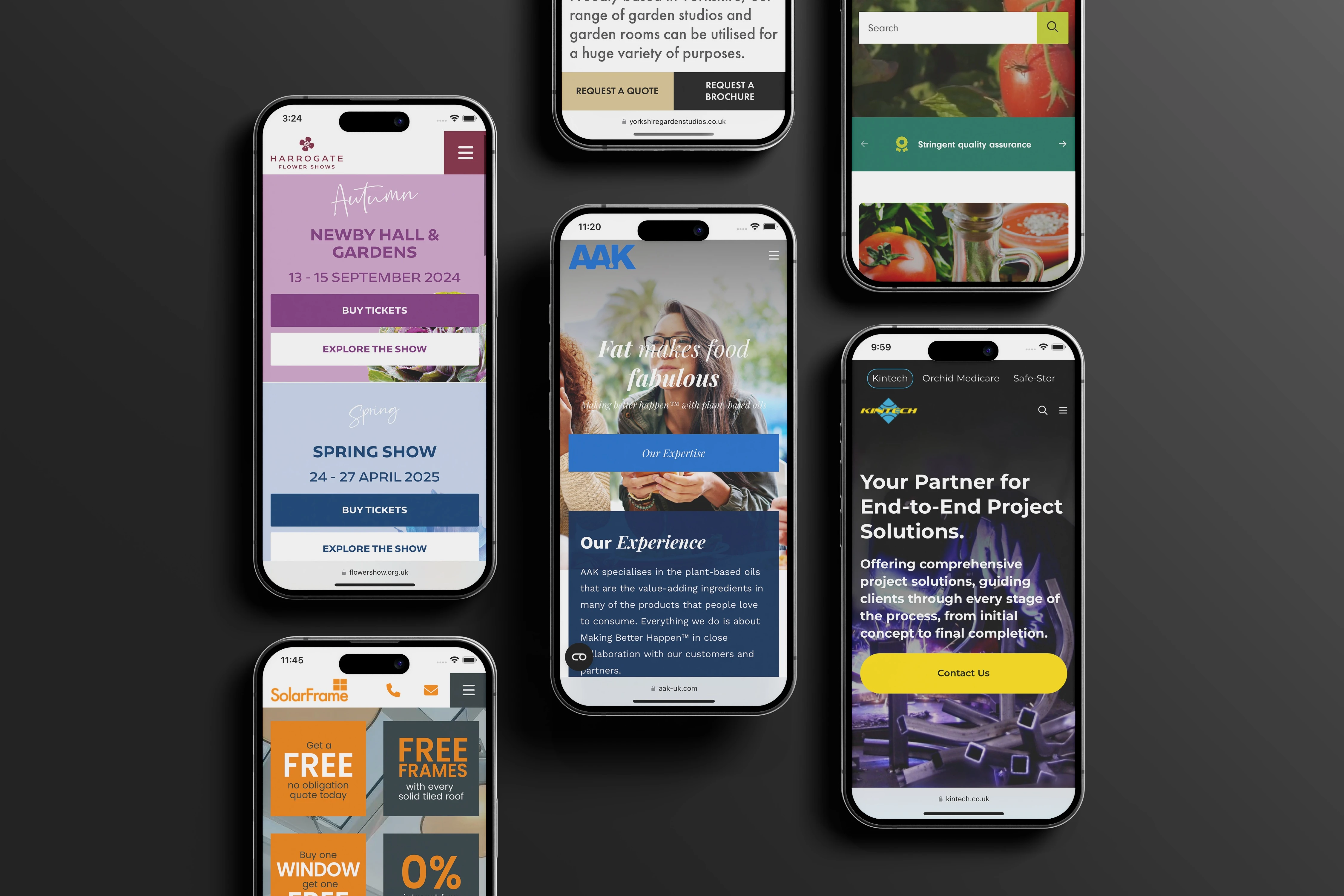 various websites on mobile phones