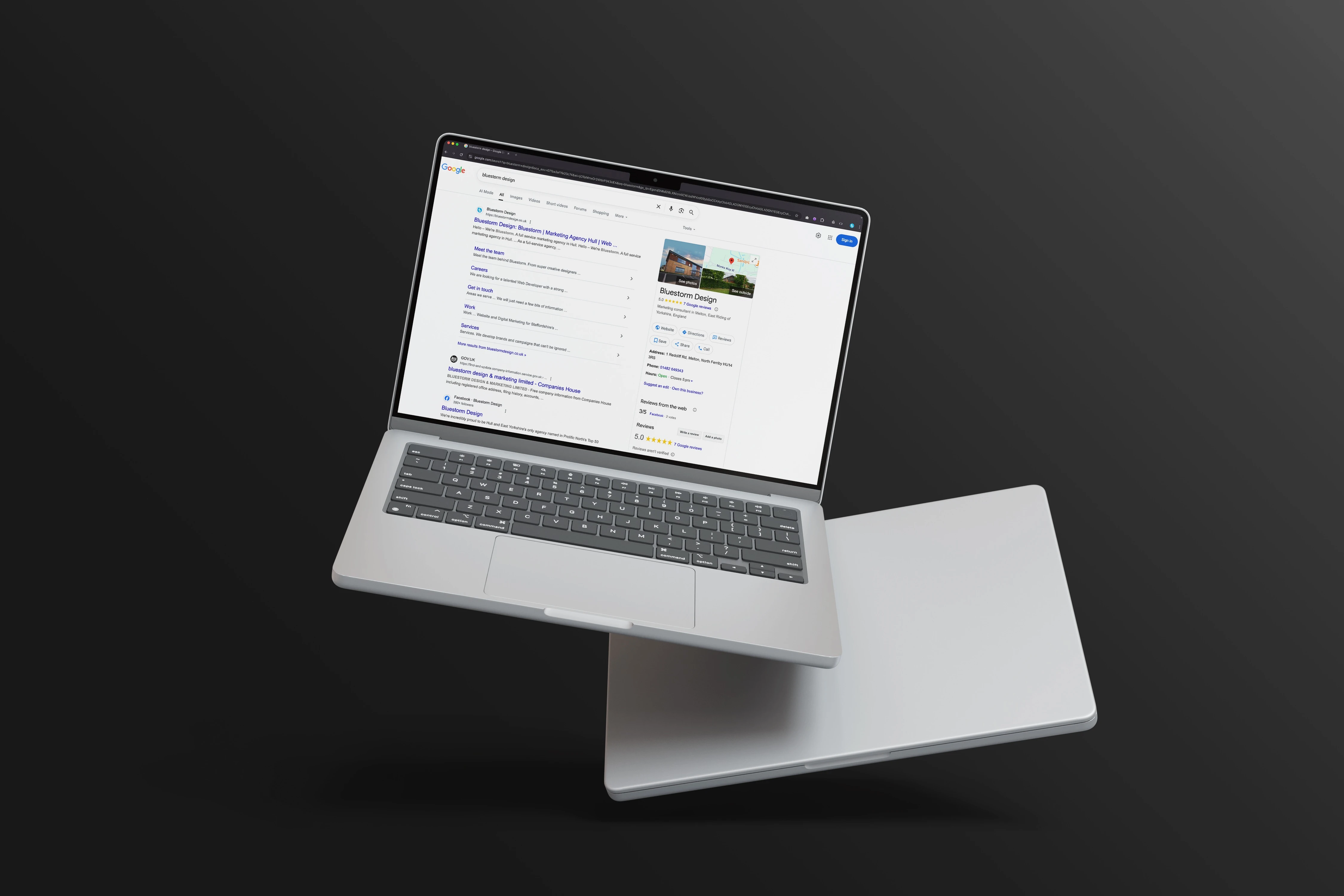 Google search results on laptop