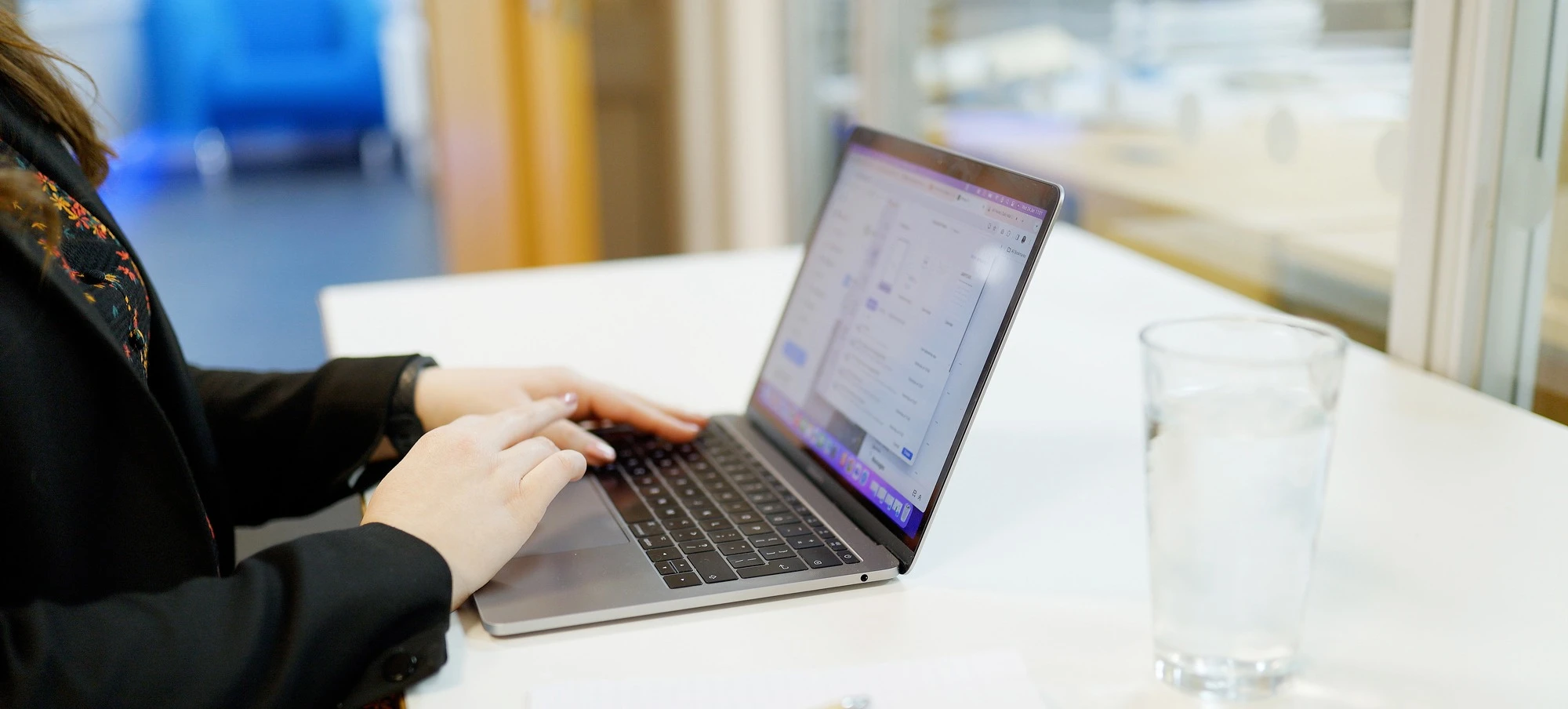 Typing on keyboard office image