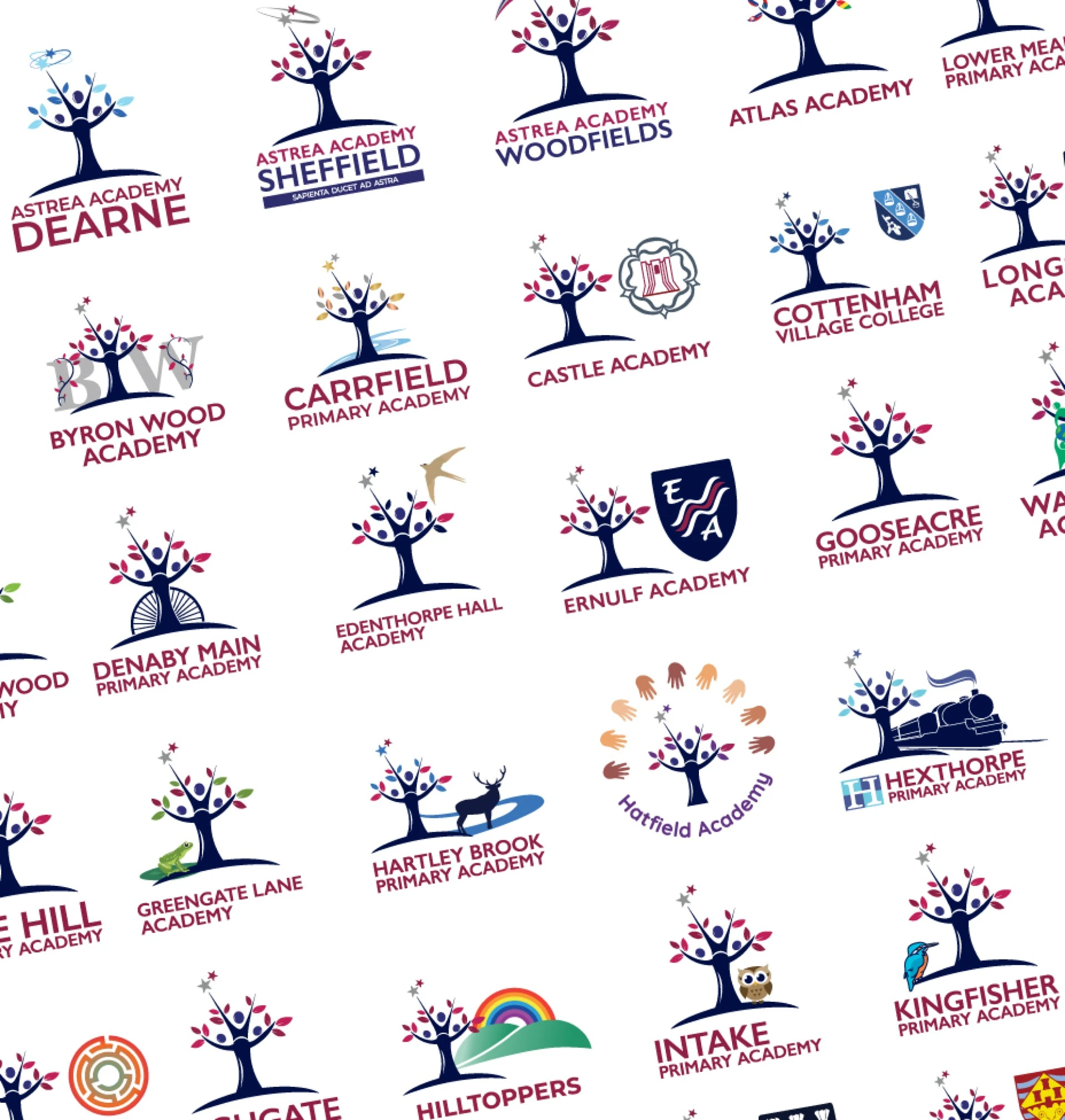 Various school logos