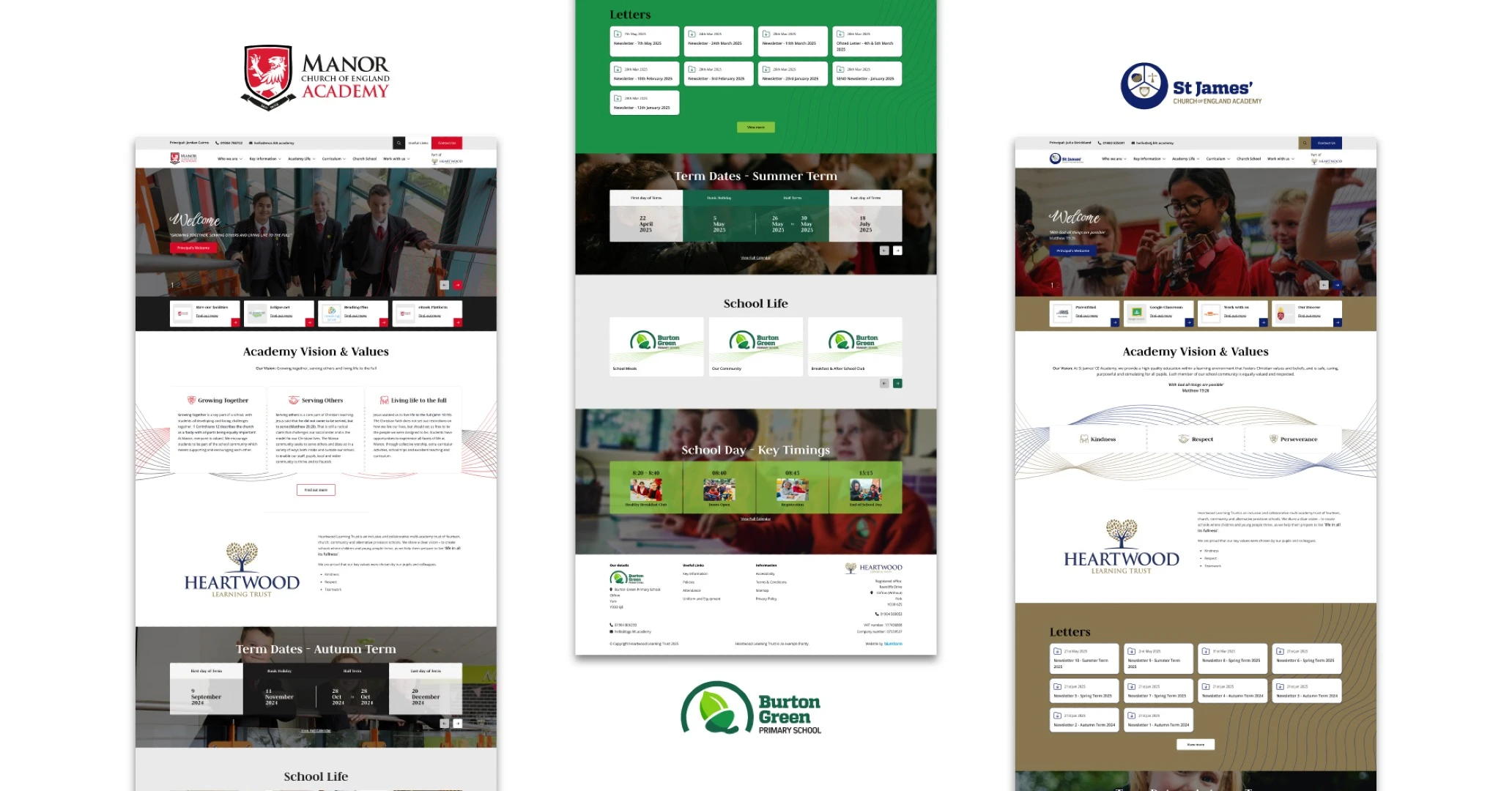 Three school homepages