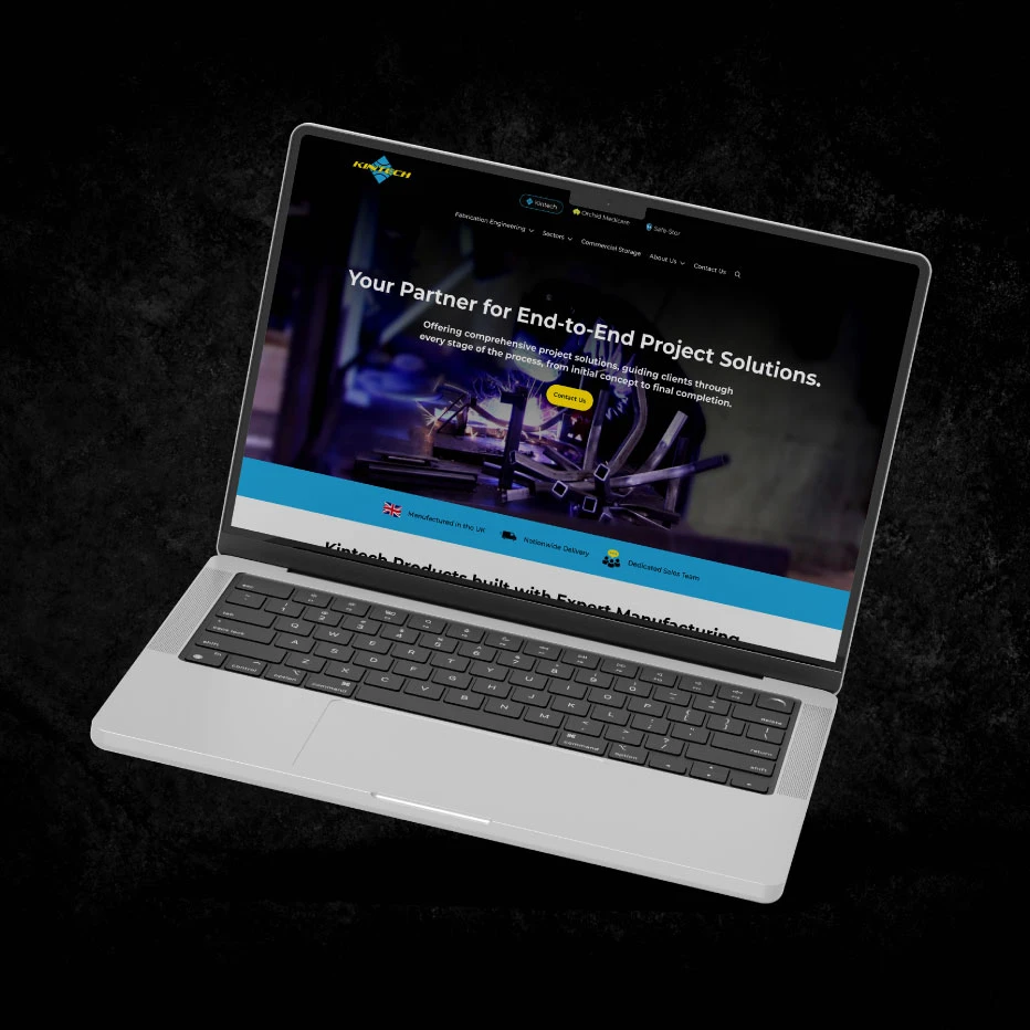 Kintech website on laptop