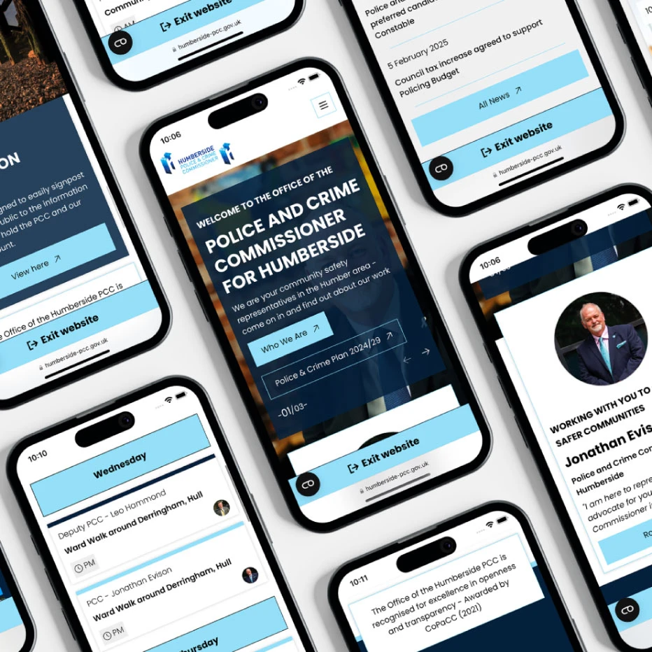 Humberside police crime commissioner website on mobile