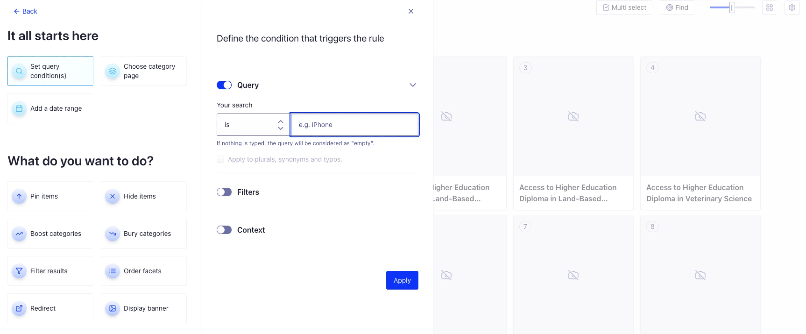 Set-a-query-condition-in-Rules-on-Algolia