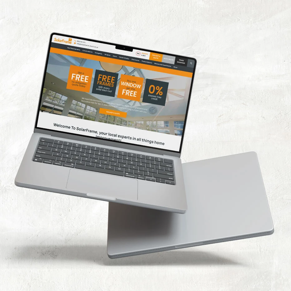 Solarframe website on laptop