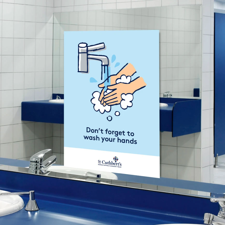 St Cuthberts wash your hands sign